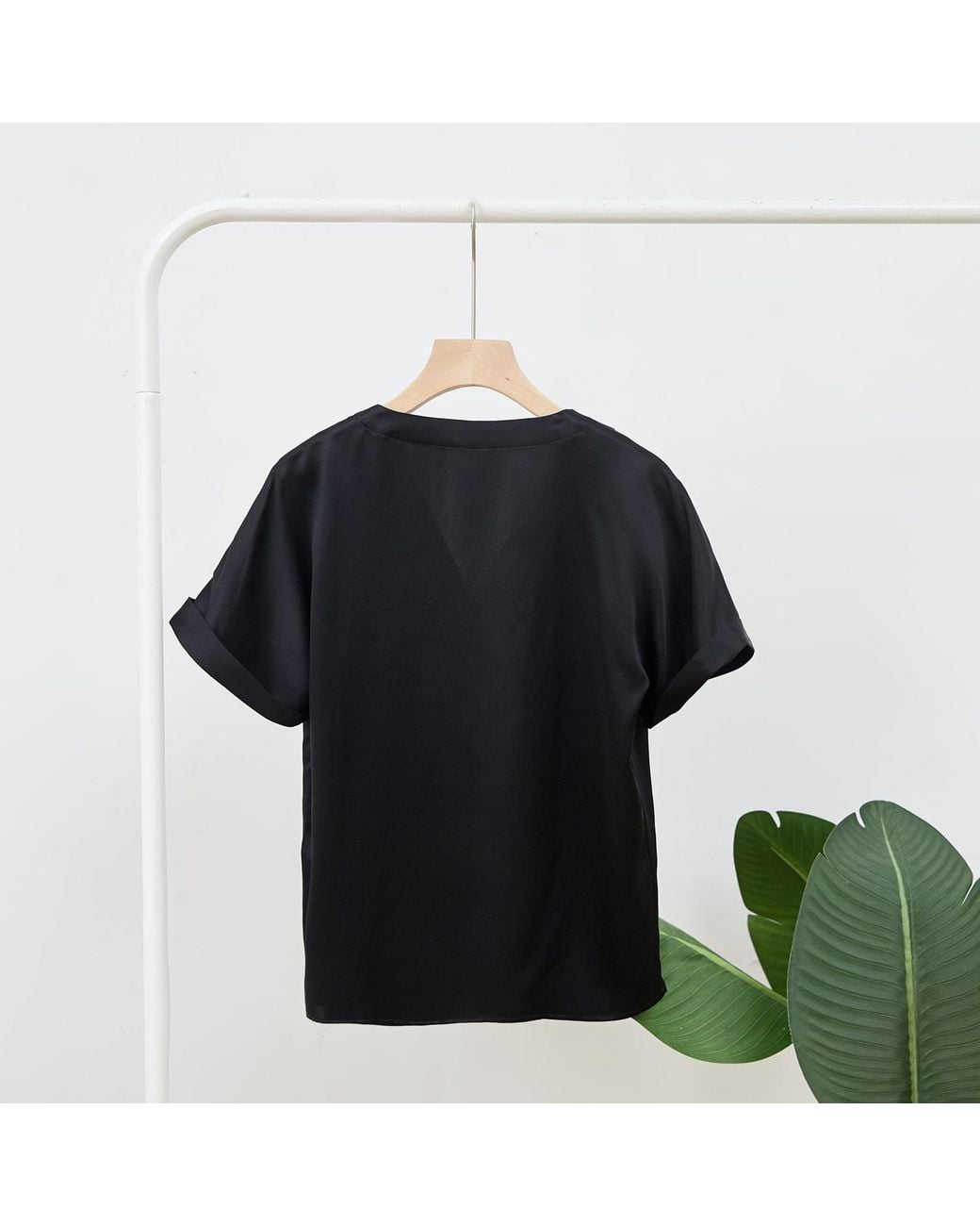 Soft Strokes Silk Black Pure Mulberry Silk Top Regular Fit