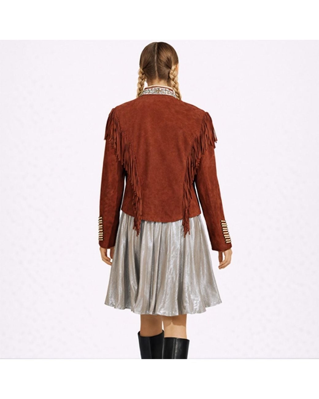 Zasta Studio Red Warrior Suede Leather Jacket With Fringes