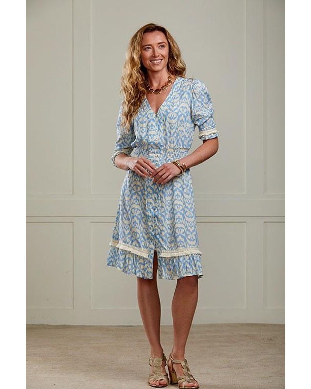 Guinea London Blue Pale & Cream Summer Dress
