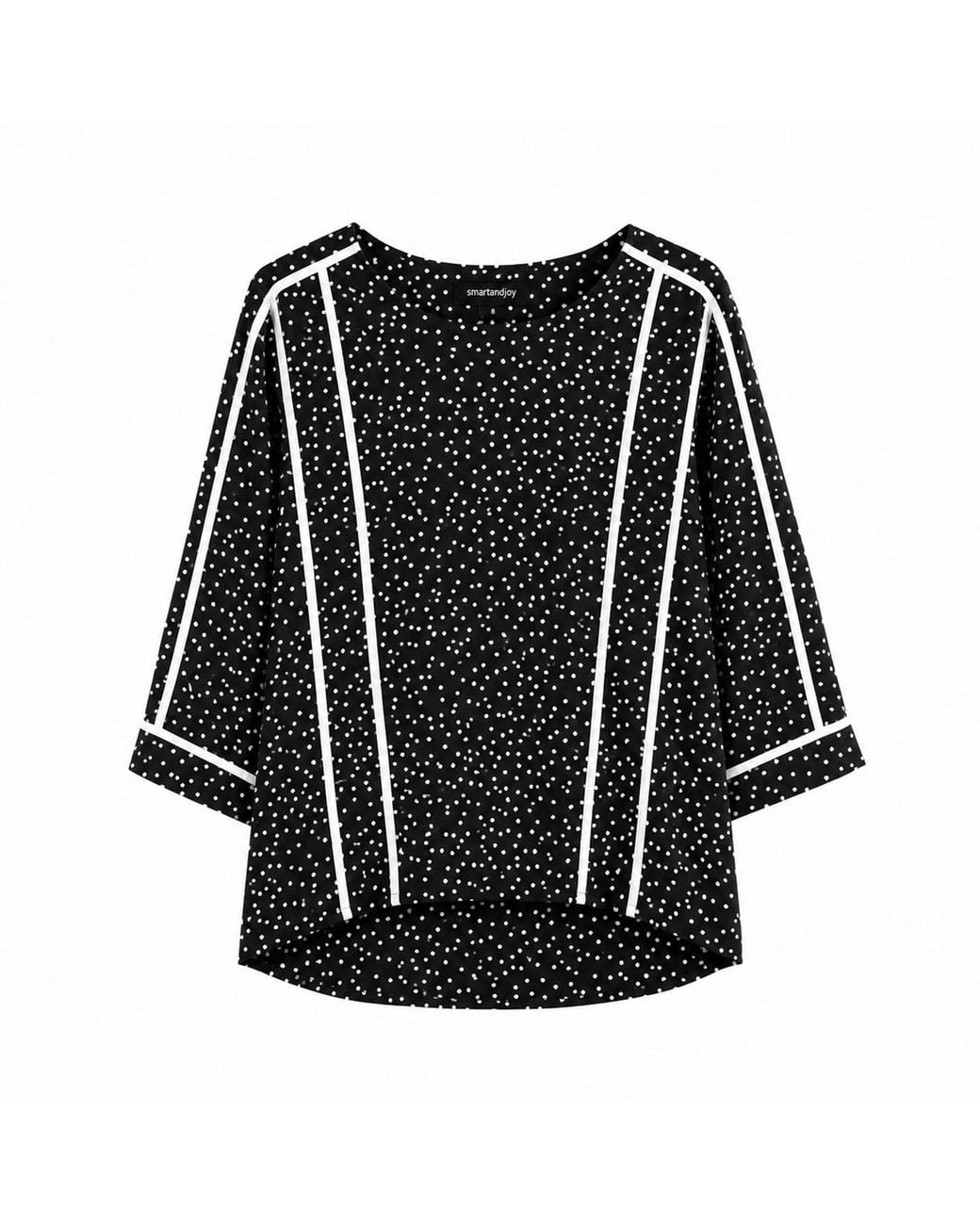 Smart and Joy Black Chambray Blouse With Polka Dots