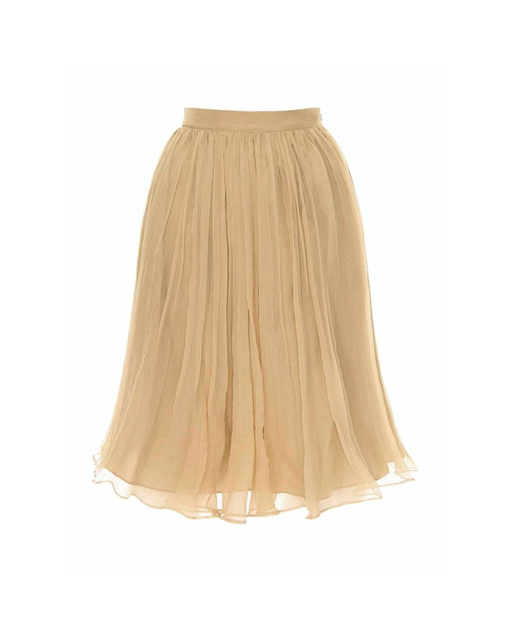 AVENUE No.29 Natural Neutrals Gathered Silk Midi Skirt