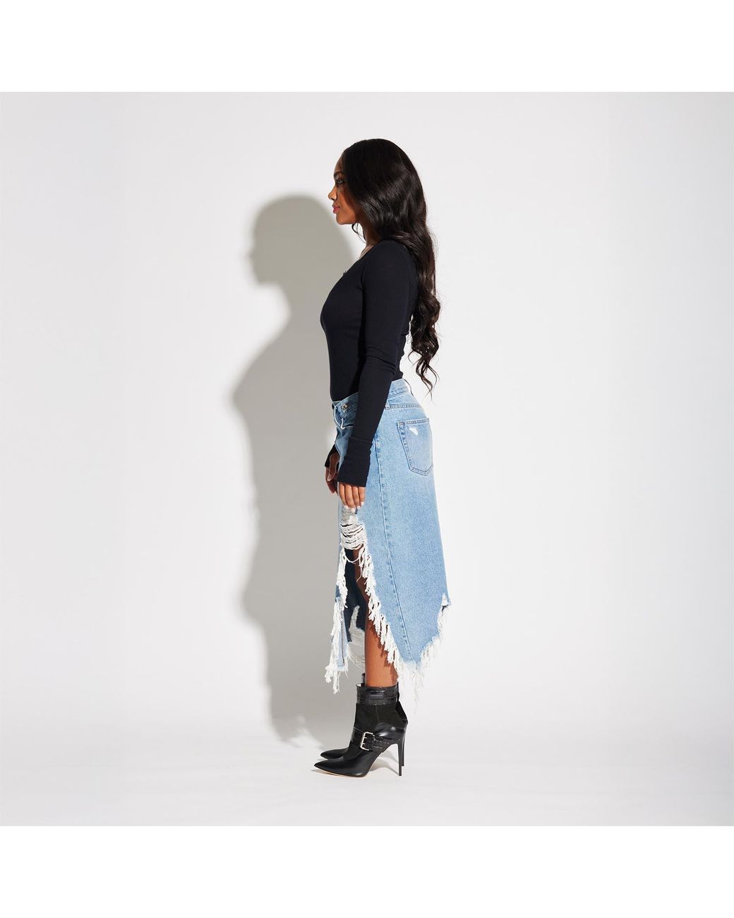 Circular Path Blue Cross Over Midi Skirt