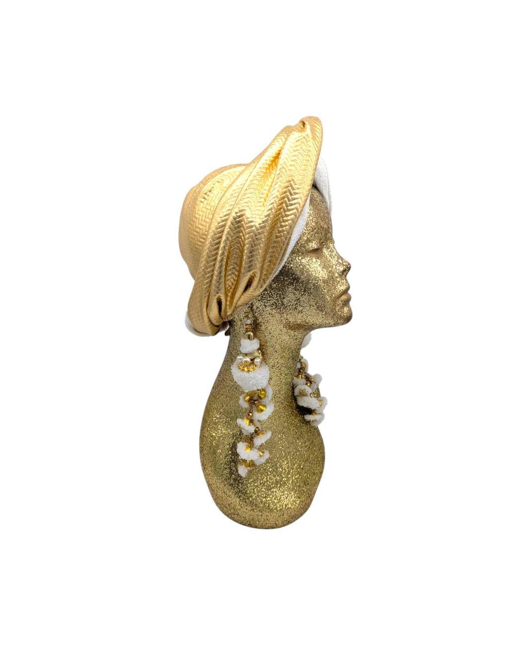 Julia Clancey Metallic Zia Golden Ivory Mestiza Reversible Turban