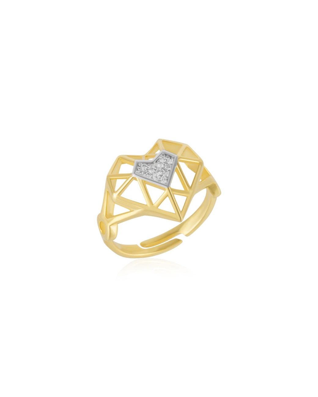 Spero London Metallic Geometric Heart Adjustable Ring