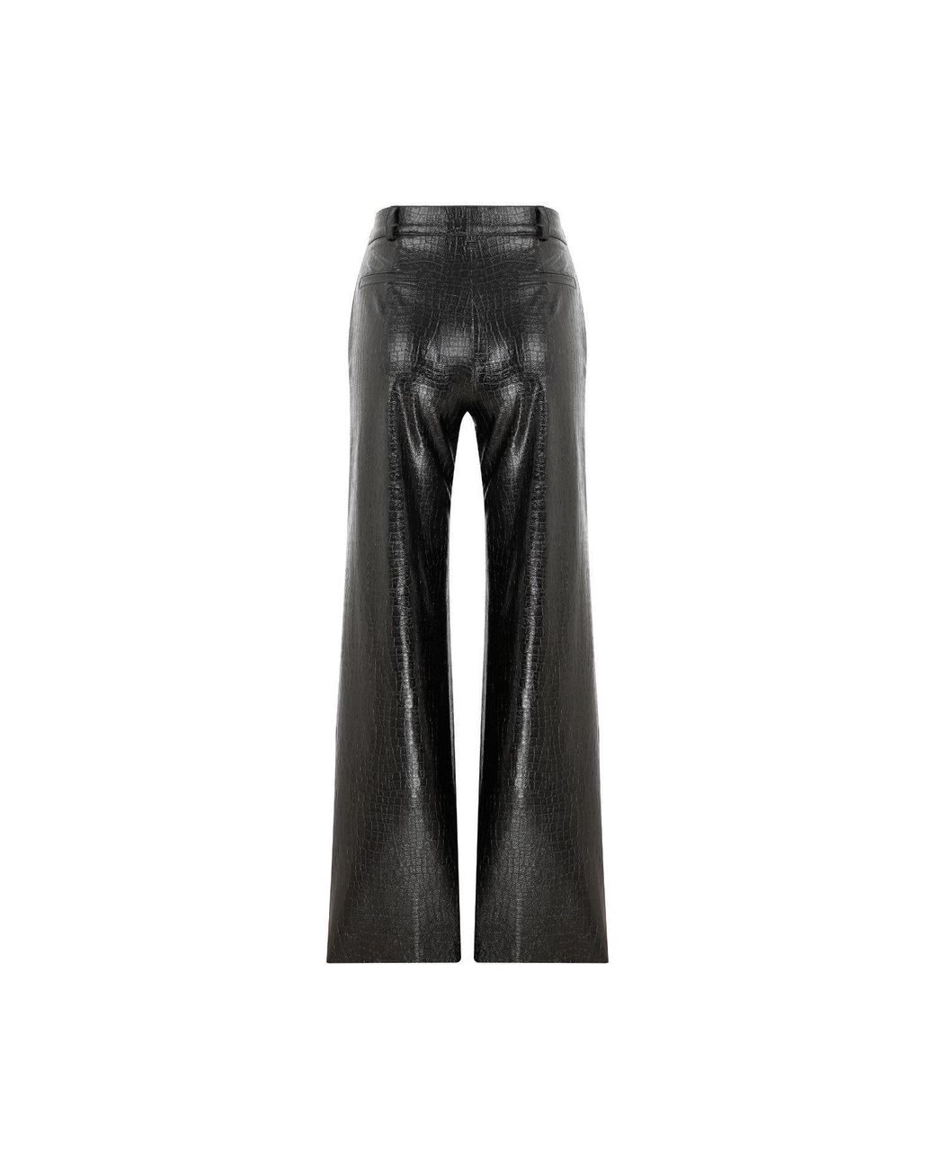 NAZLI CEREN Gray Millie Straight Cut Croc-Effect Trousers