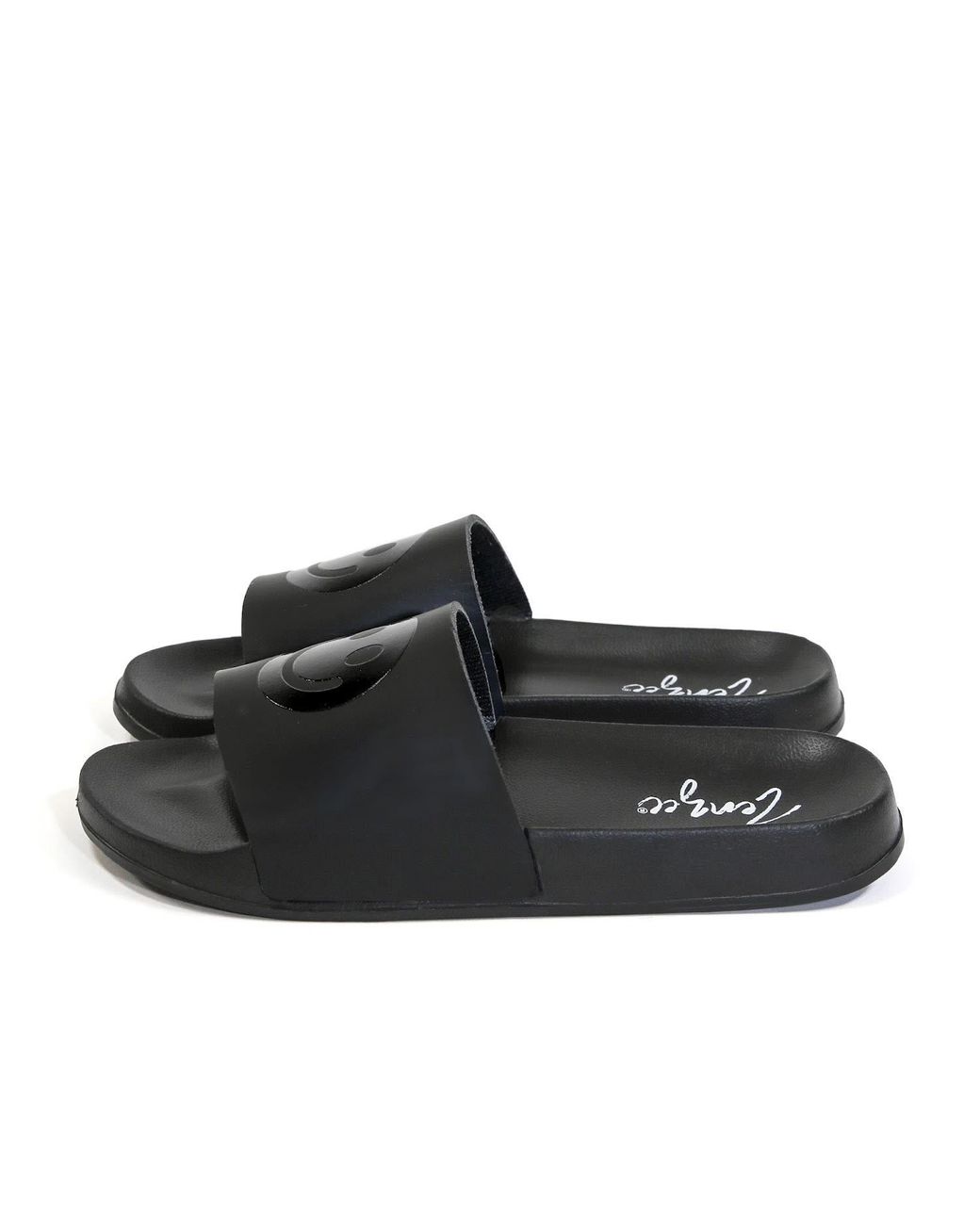 Zenzee Black Smiley Face Slide Sandals