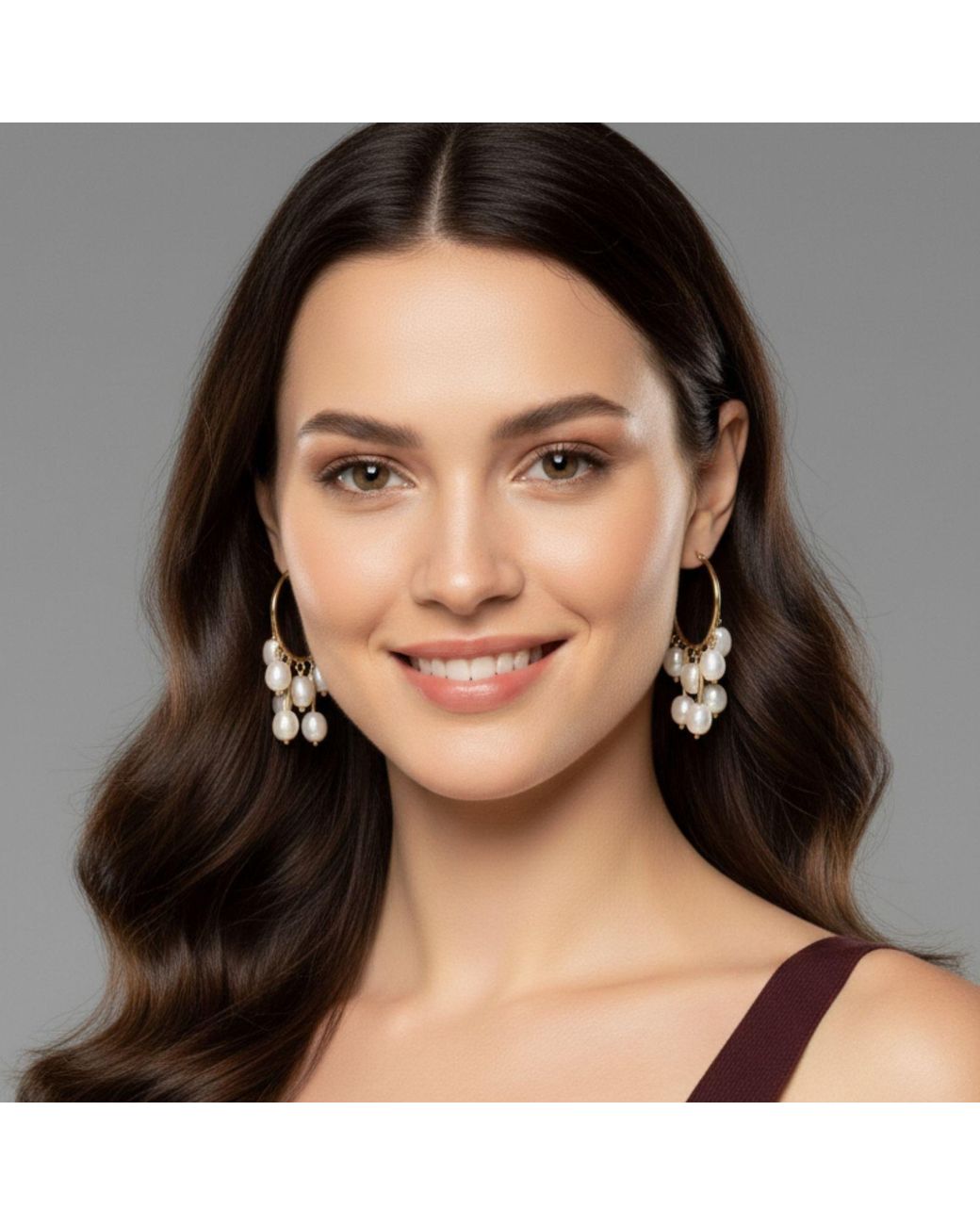 Jaredjamin White Daniela Dangle Hoop Pearl Earrings