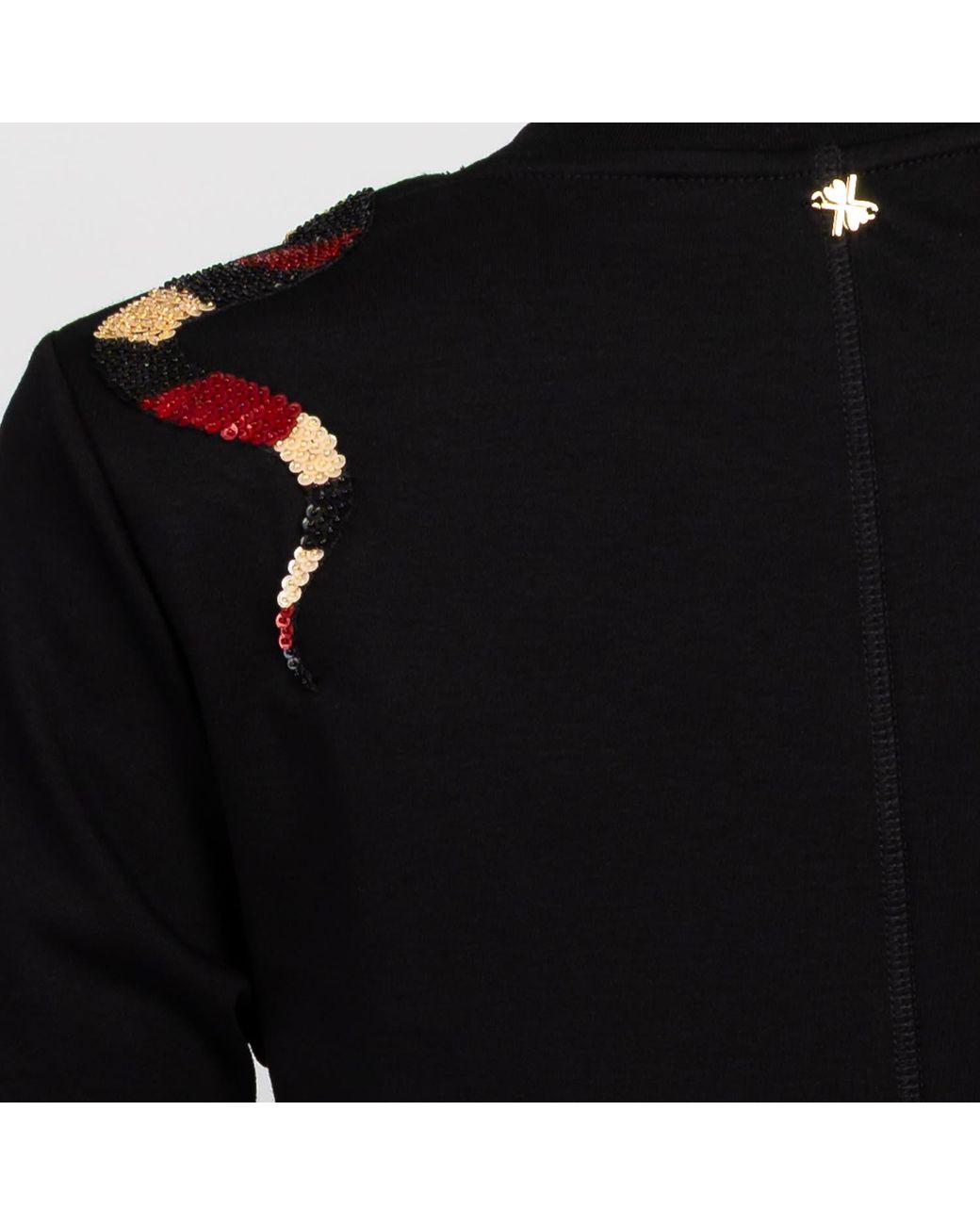House of Laines London Black Laines Couture Embellished Shoulder Snake T-Shirt