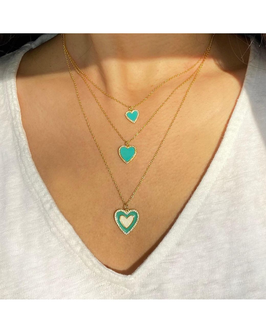 KAMARIA Blue Two Tone Heart Necklace