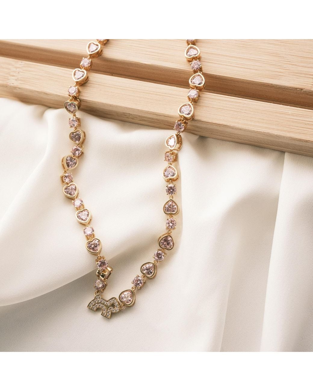 Cloud Haven Metallic Heart Crystal Logo Necklace
