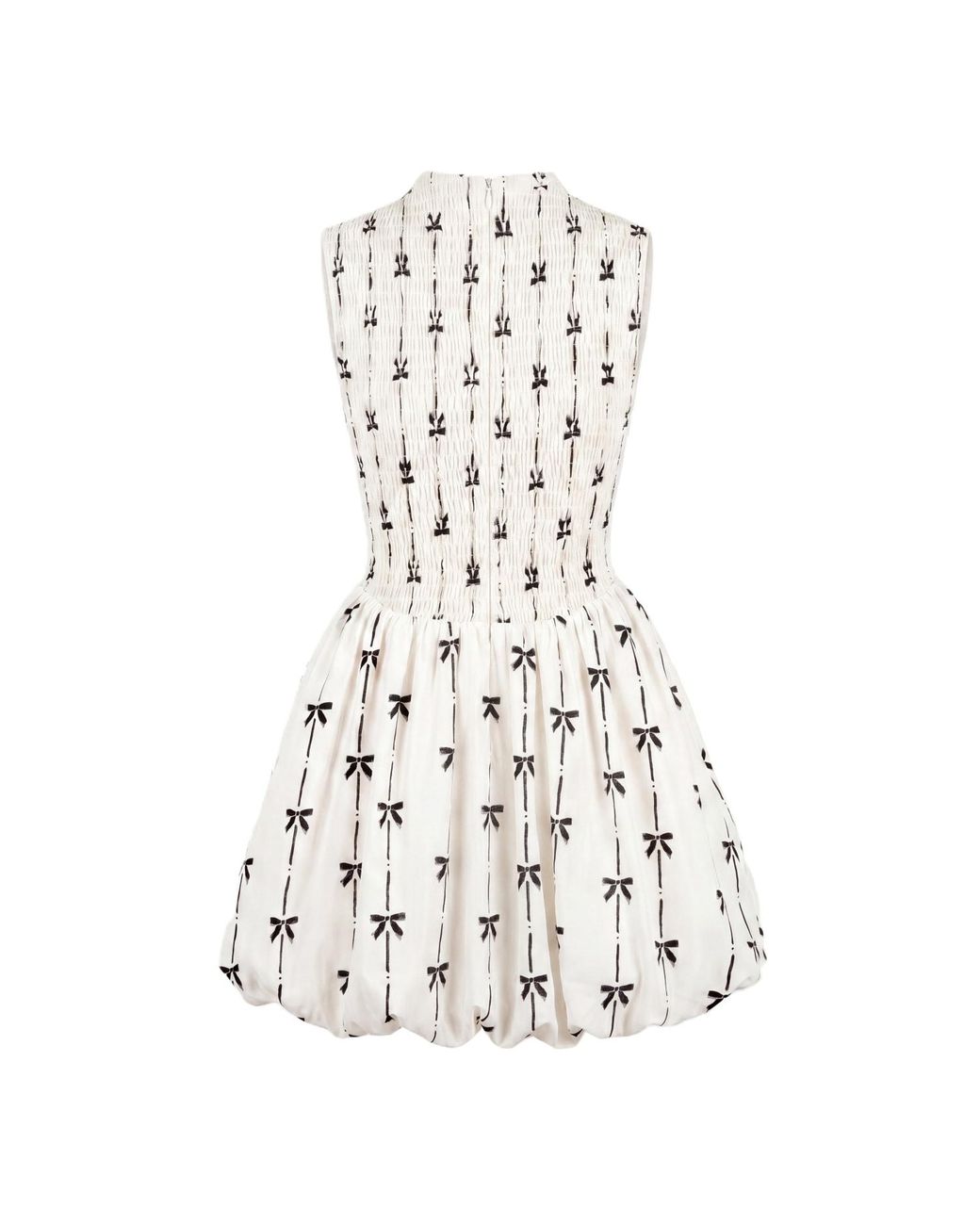 Modenaire White Neutrals Bow Print Mini Dress Sculpted Volume