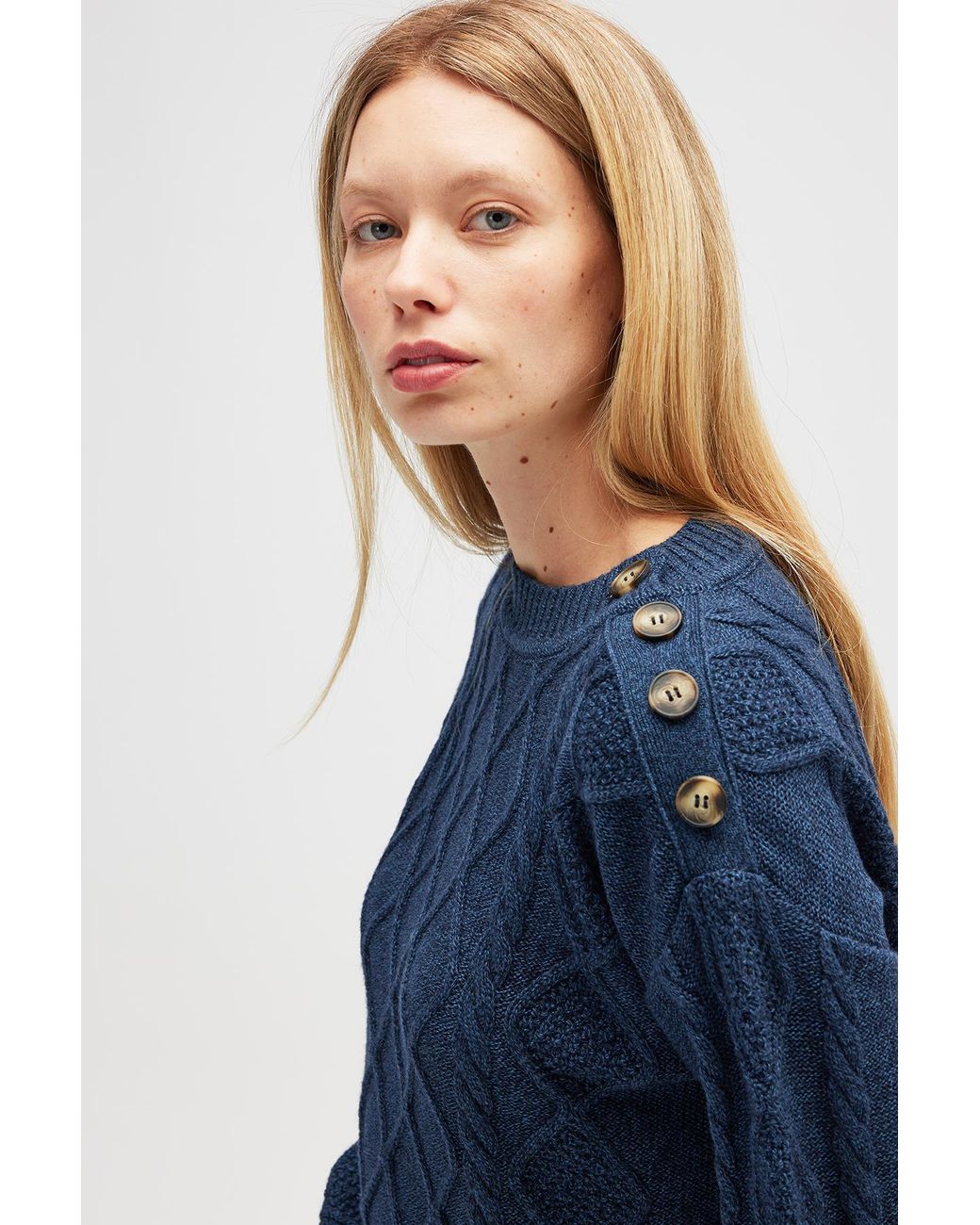 Peraluna Blue Daphne Cable Knit Jumper