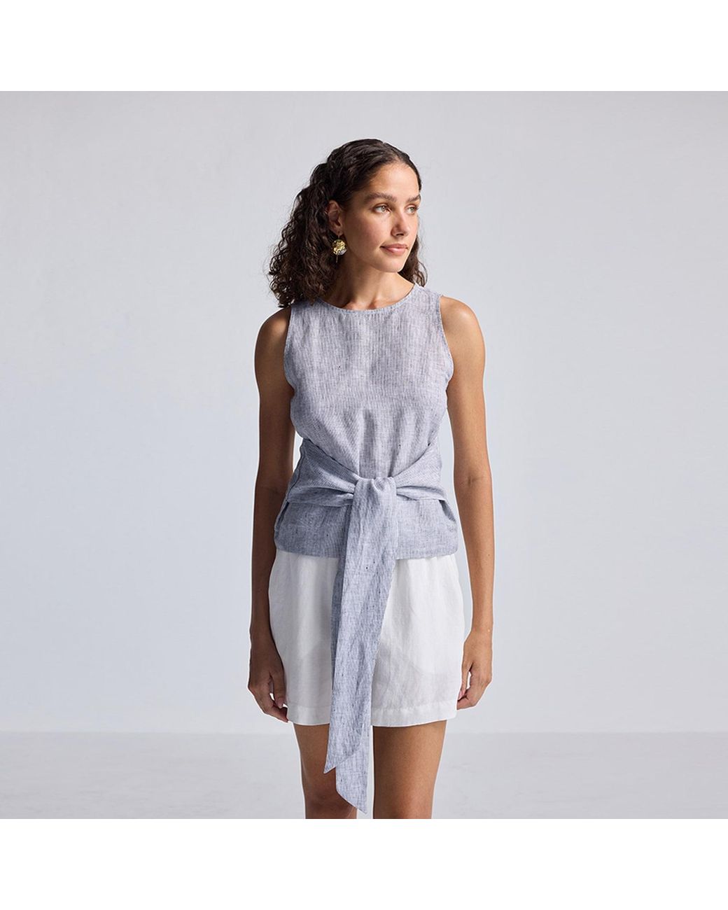 REISTOR Blue Front-Tie Top