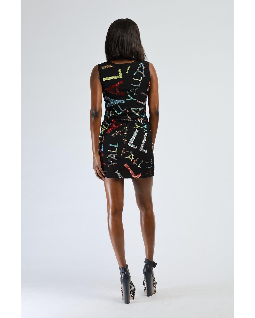 Any Old Iron Blue Multi Color Y'All Short Dress