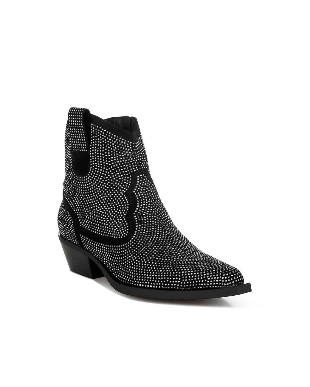 Rag & Co Black Costello Rhinestones Embellished Cowboy Boots