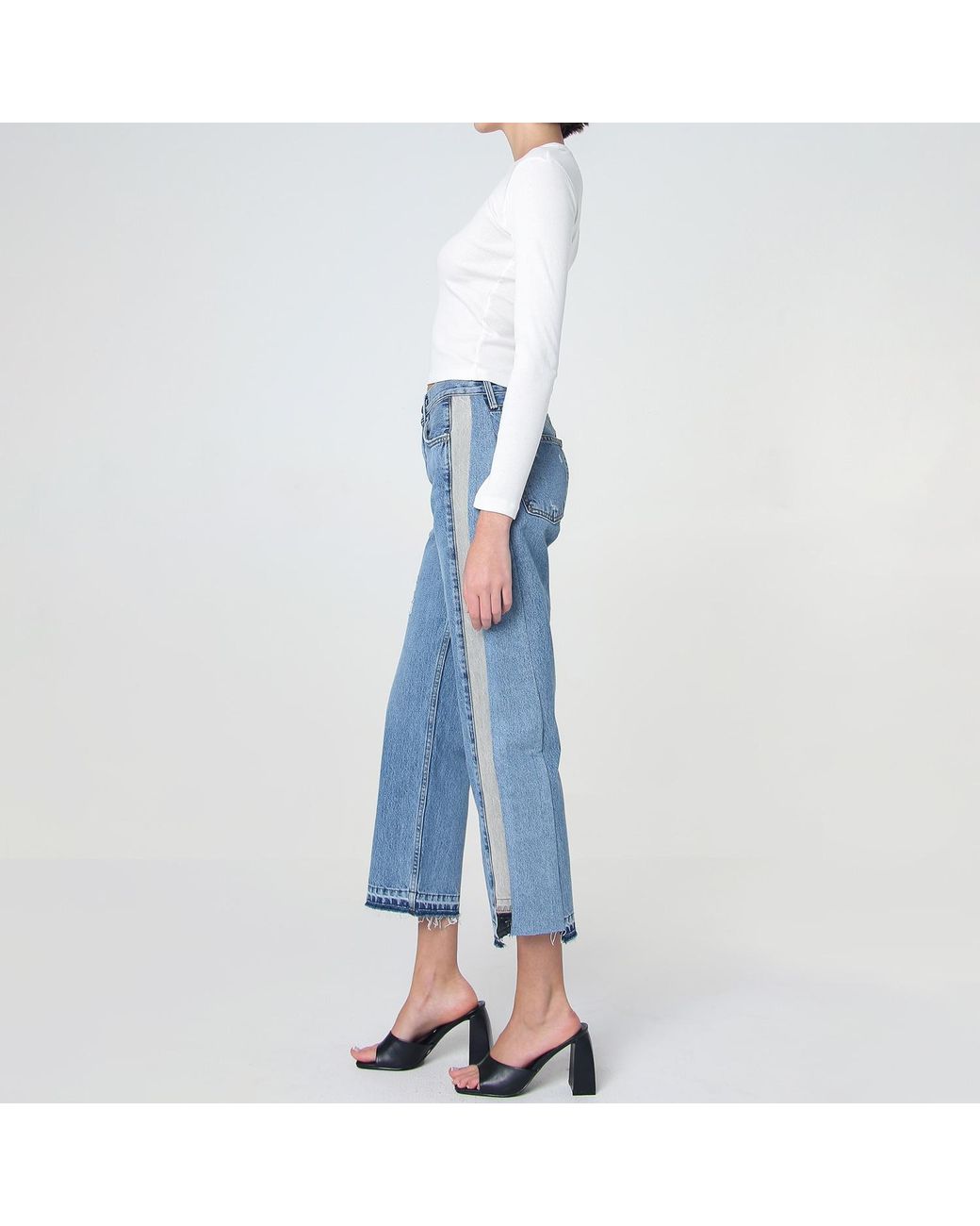 NOEND Blue Remastered Upcycled Crop Straight Jeans