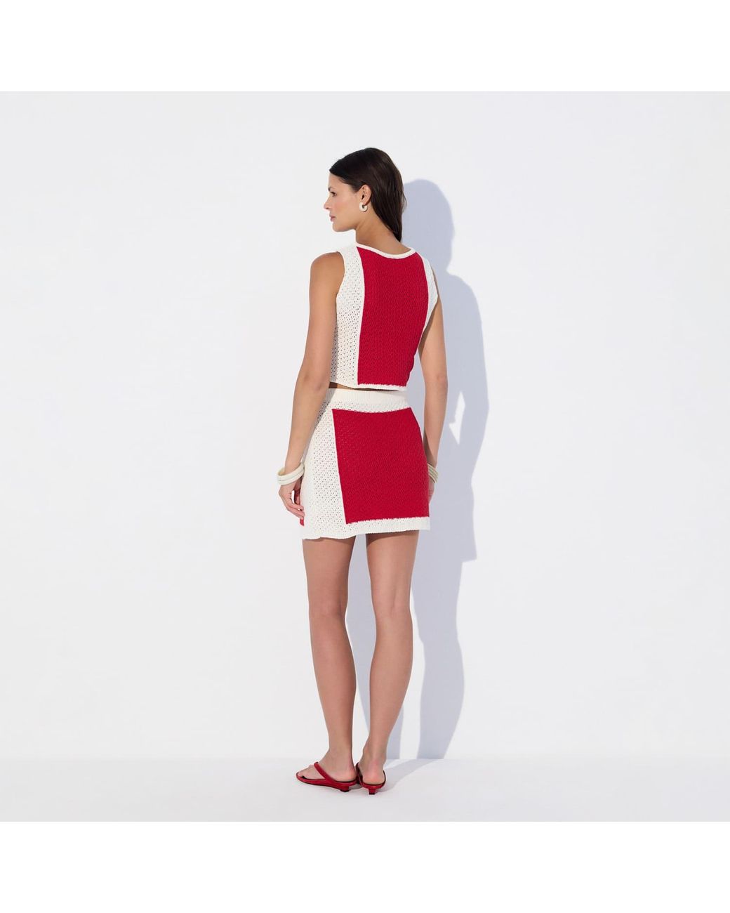 Thisisu Collection Red Nerina Colorblock Beachwear Knit Crop Top