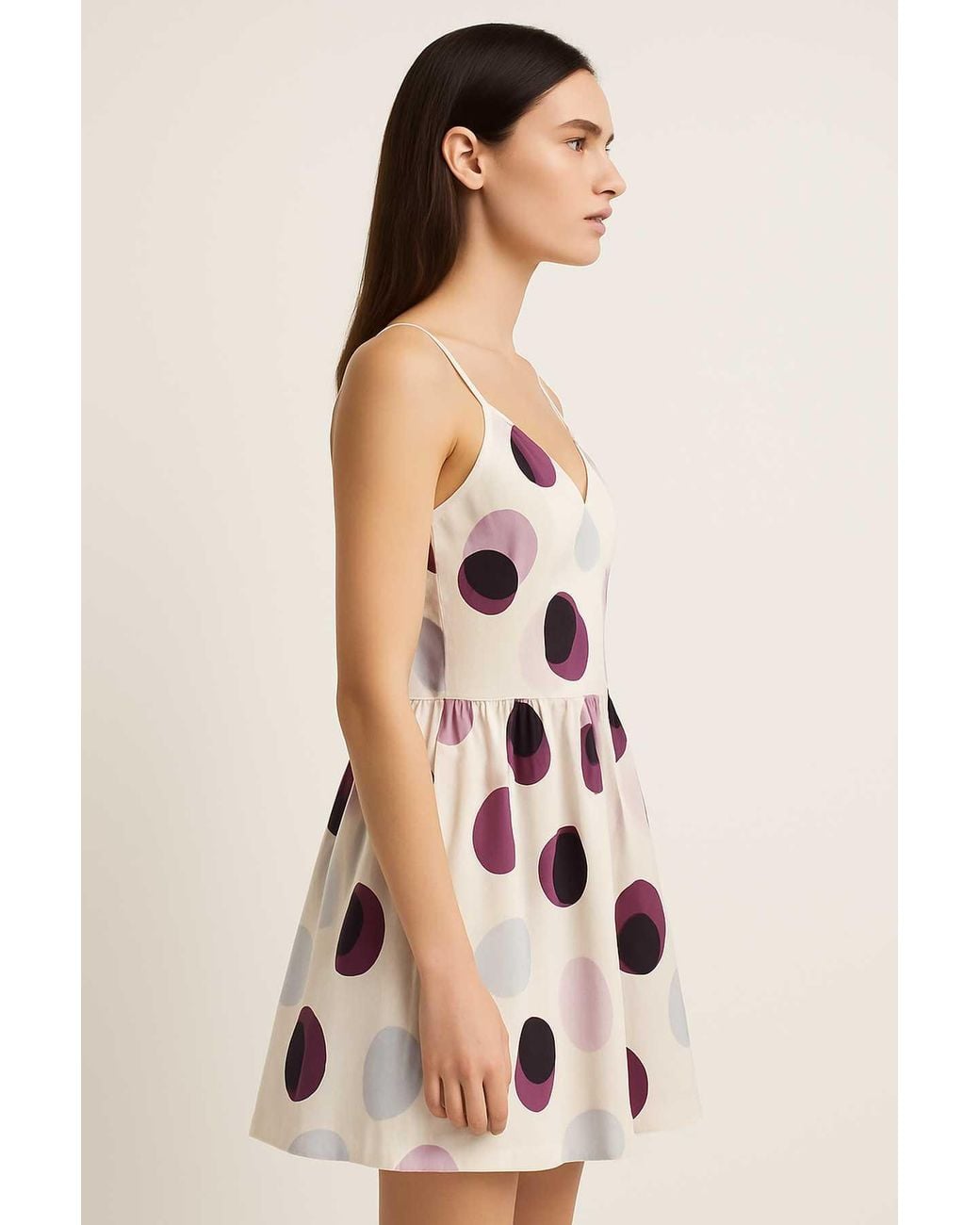 Conquista White Sleeveless Cotton Poplin Polka Dot Dress – Fully Lined