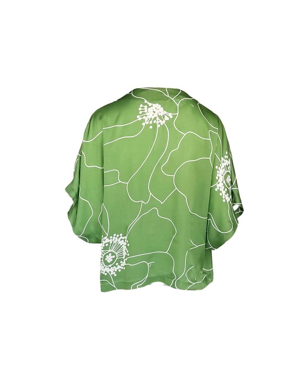 Haris Cotton Green Printed Satin Bolero Peonies