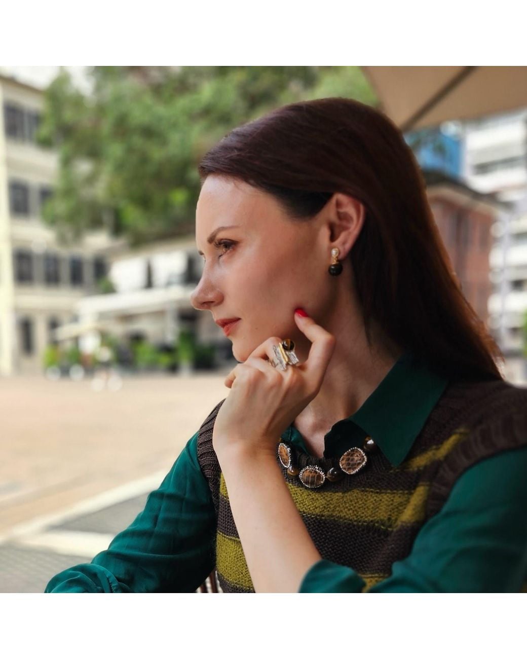 Farra Brown Tiger Eye Stone Statement Ring