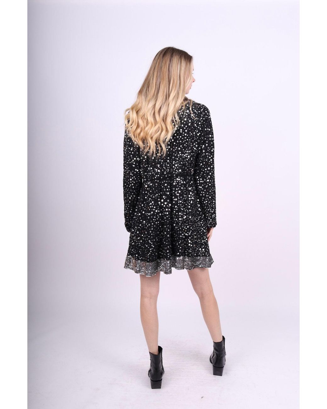 Any Old Iron Gray Sequin High Glam Square Dress