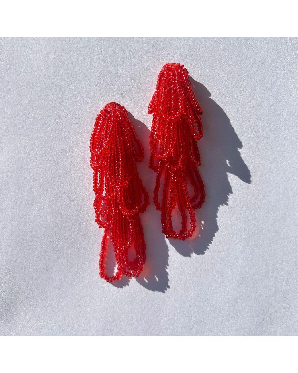 WAIWAI Red Pulse Dangle Bead Earrings
