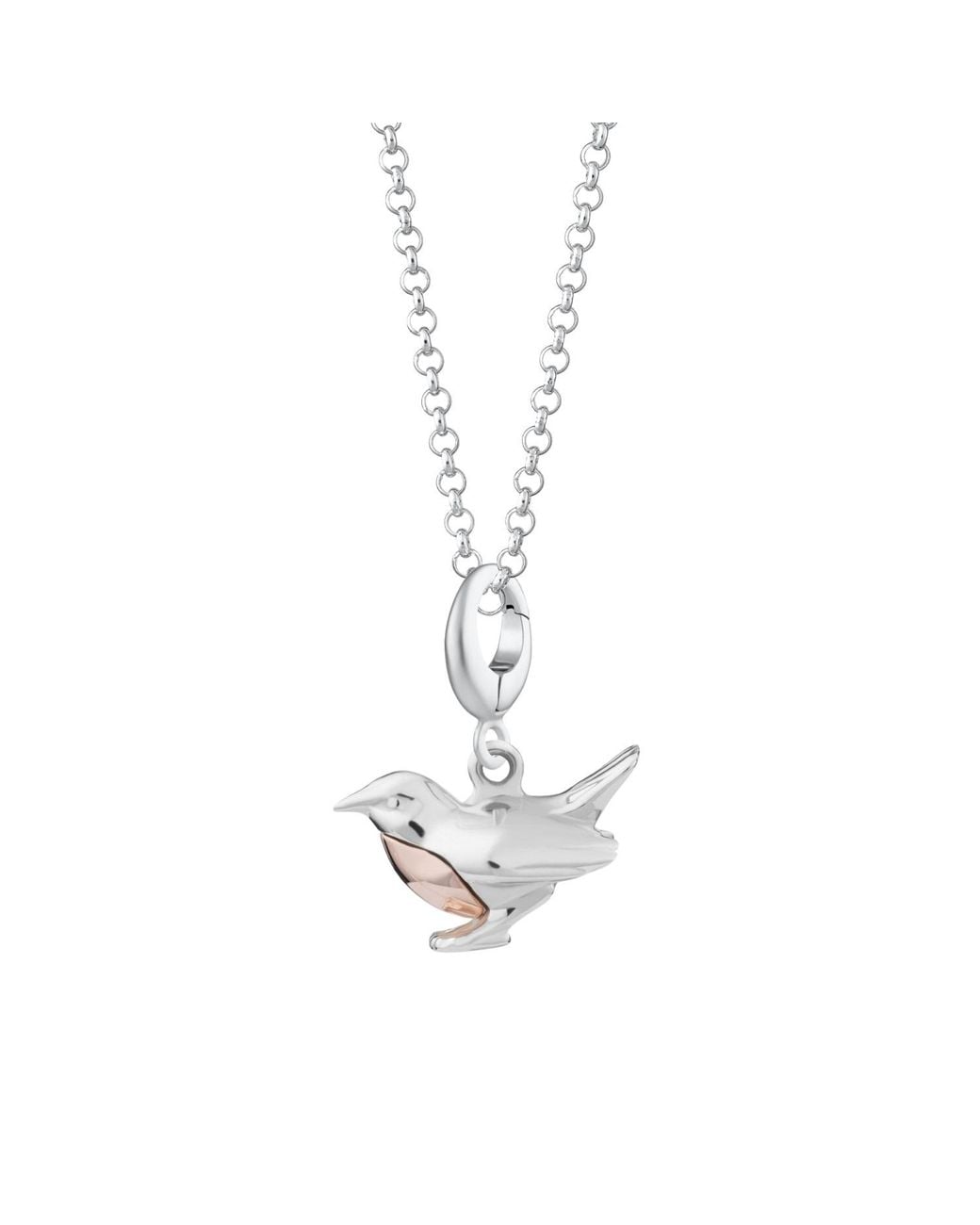 Lily Charmed Metallic Rose Sterling Robin Charm Necklace