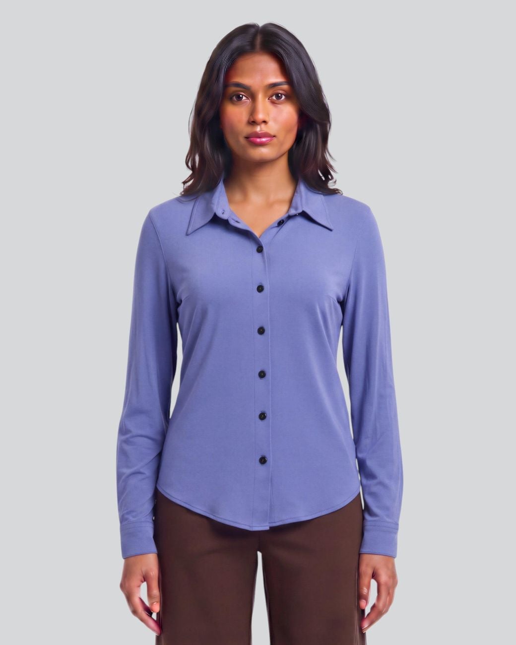 Lords of Harlech Blue Stephanie Dawn Lyocell Stretch Long-Sleeve Shirt
