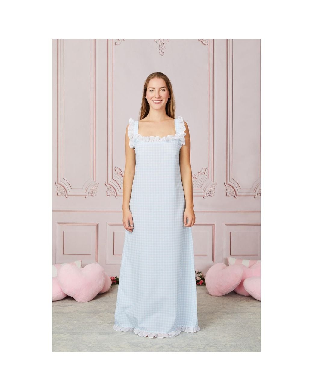 Love Letters X Blue Dolce Gingham Azzurro Sleep Dress