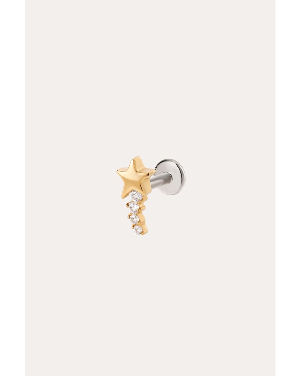 Vanhi Metallic Crystal Shooting Star Threadless Flat Back Titanium Cartilage Stud