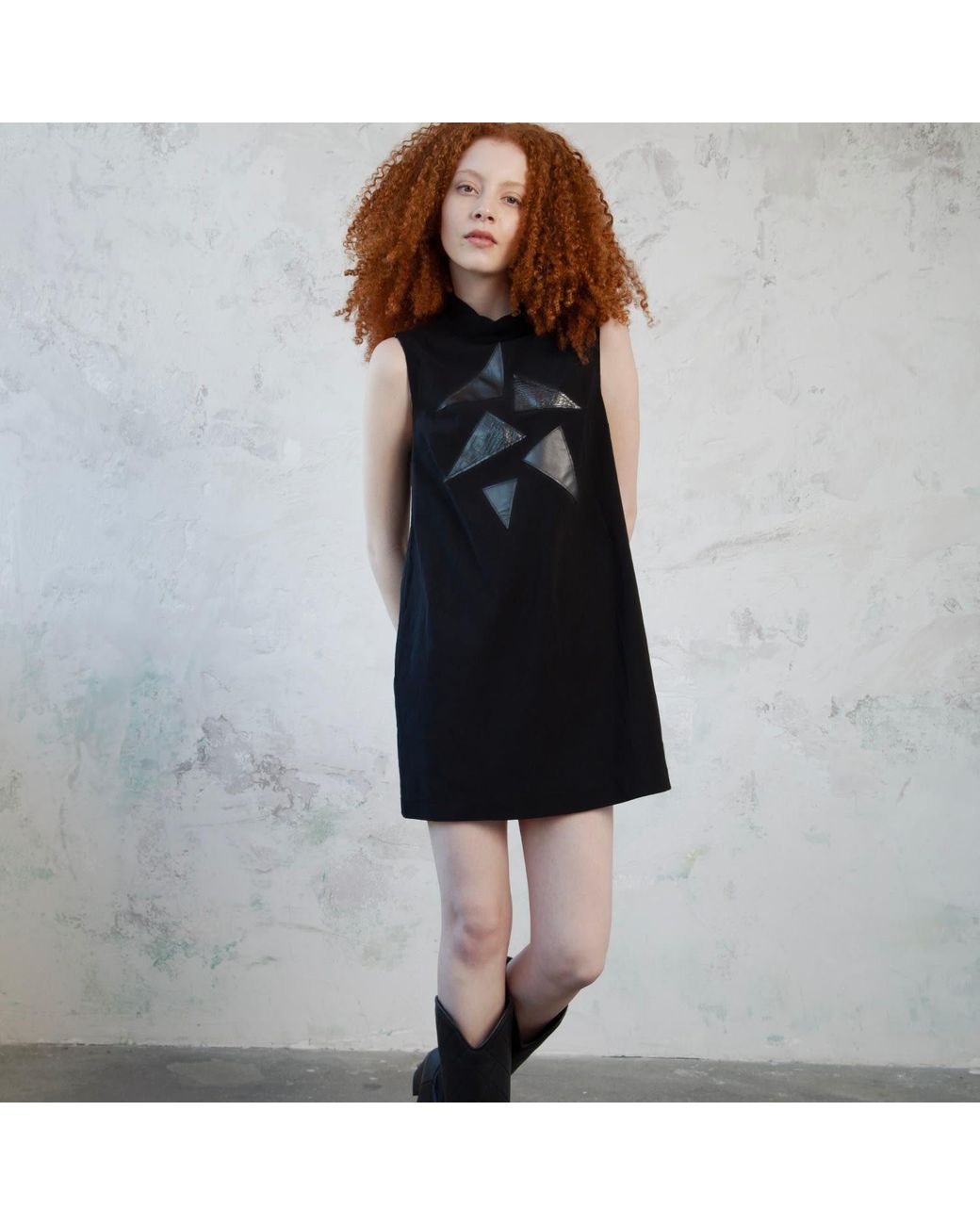 Mirimalist Black Piton Triangle Mini Dress