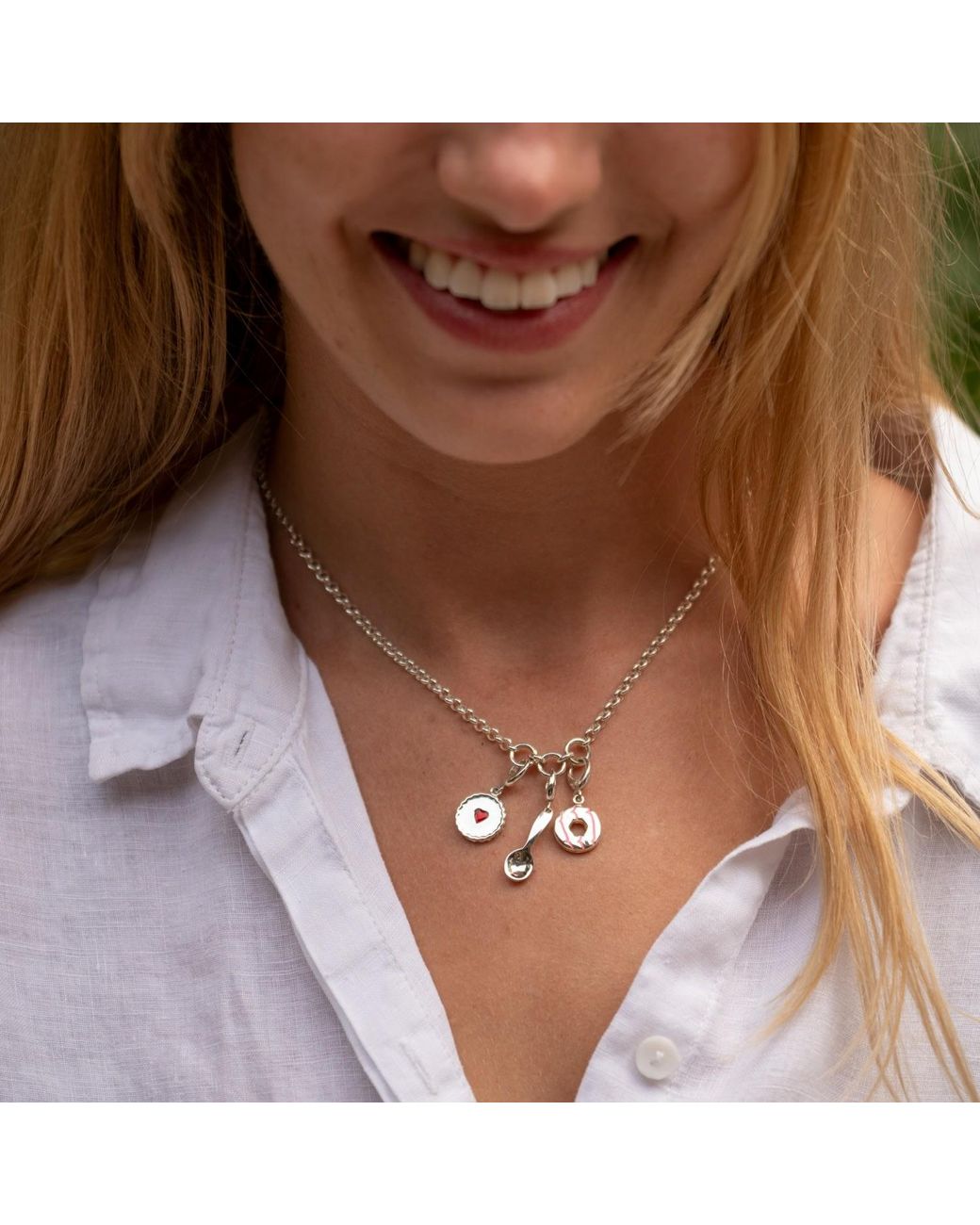 Lily Charmed Metallic Sterling Trinity Charm Collector Necklace
