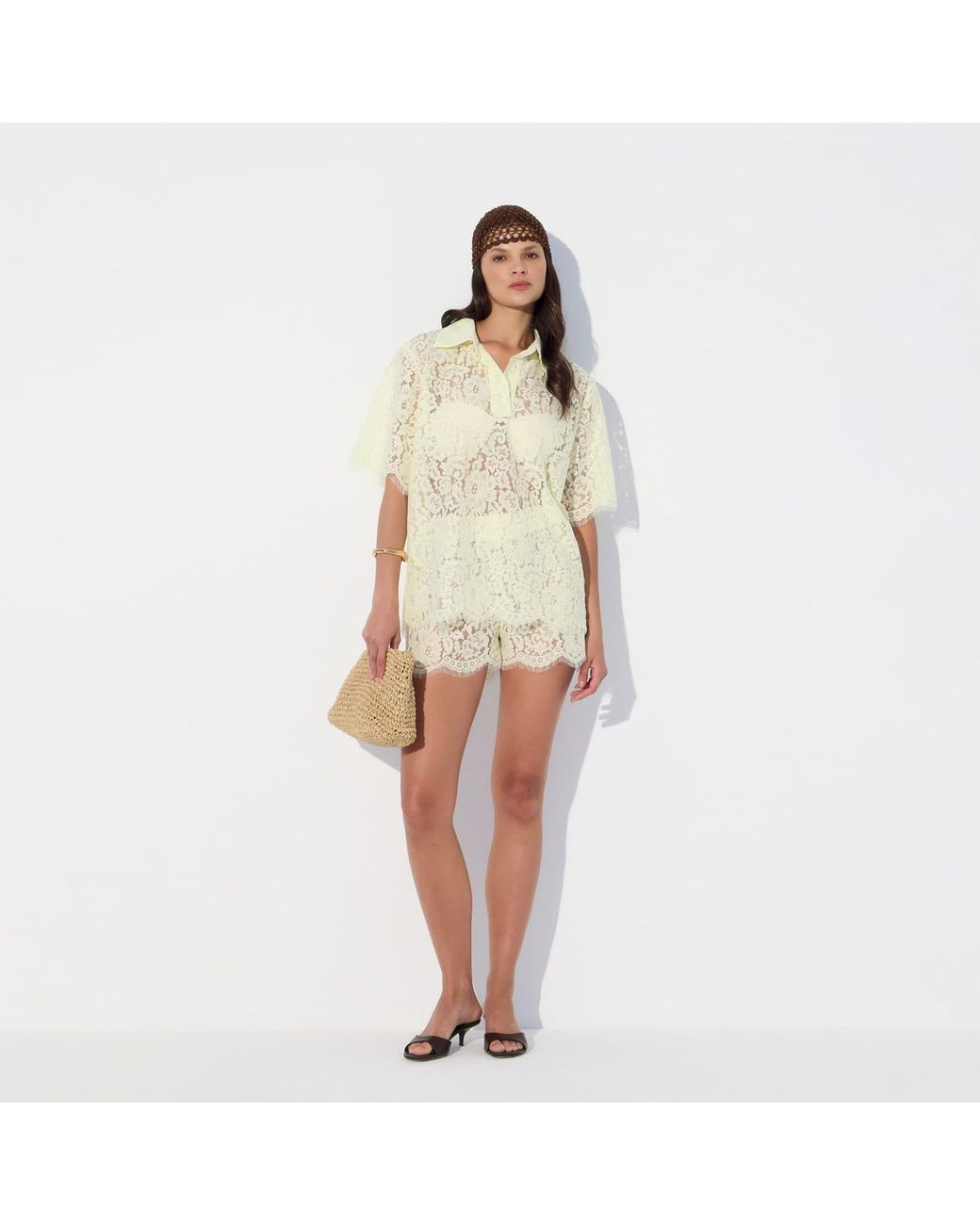 Thisisu Collection Green Isla Beachwear Lace Shorts