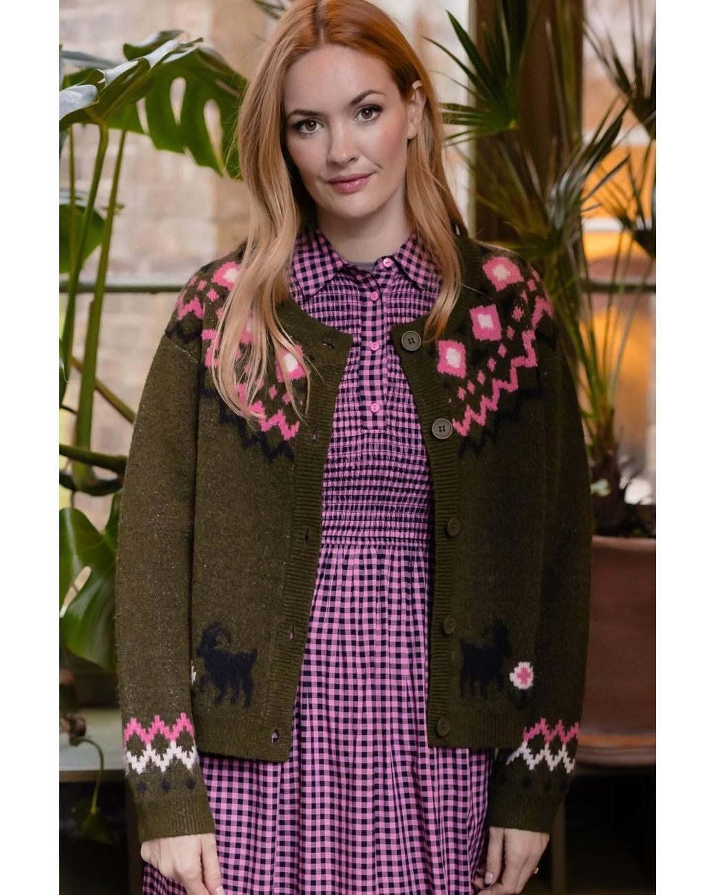 Sugarhill Black Olana Cardigan Goat Fairisle