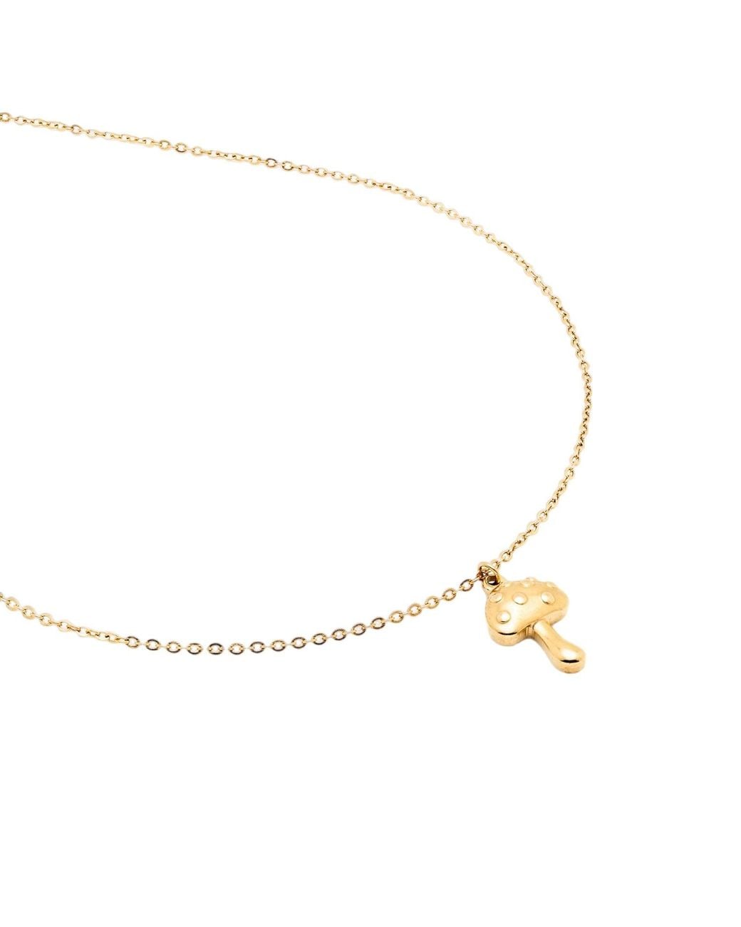 Divine Aria Metallic Mushroom Necklace Tarnish Free