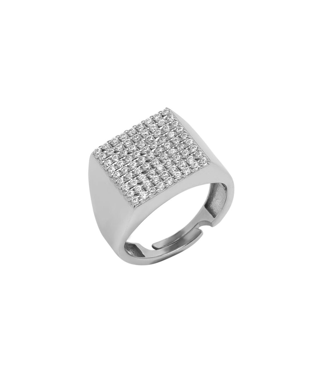 Spero London Metallic Sterling Square Pave Signet Ring