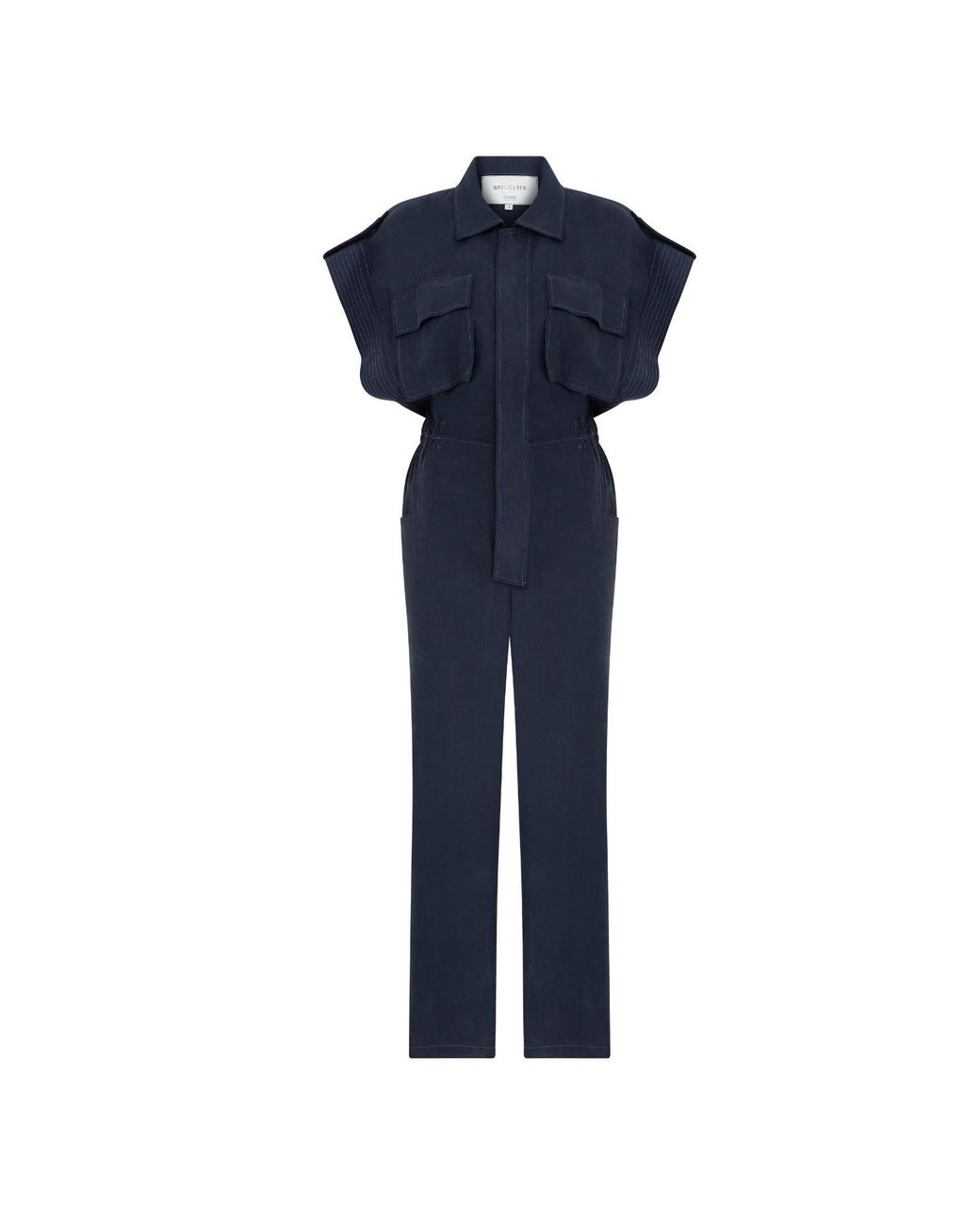 NAZLI CEREN Blue Molve Jumpsuit
