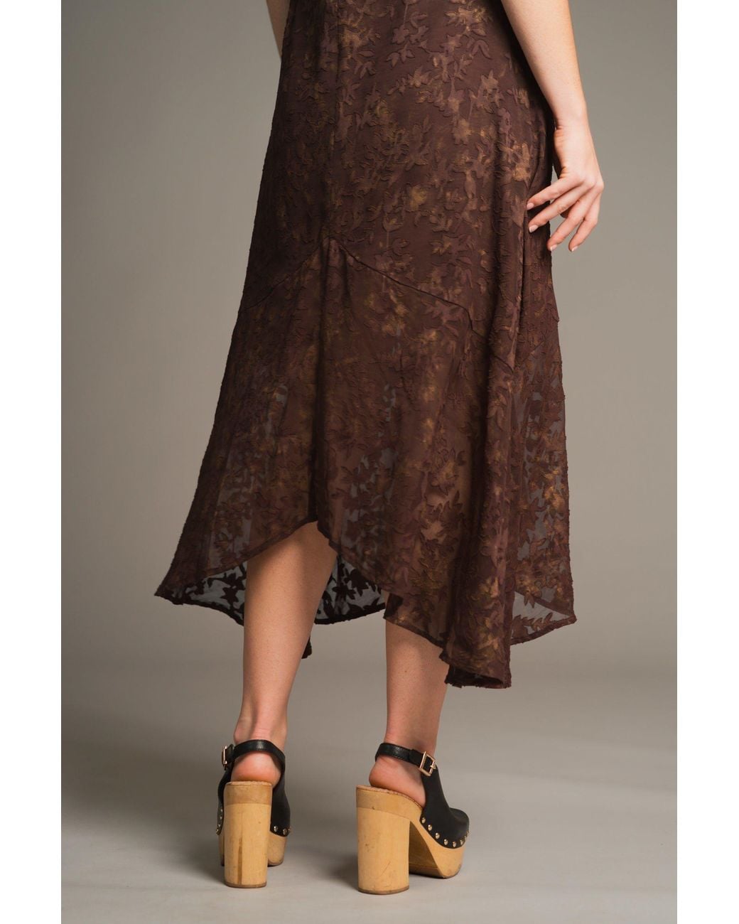 Little Lies Brown Sugar Chiffon Midi Dress