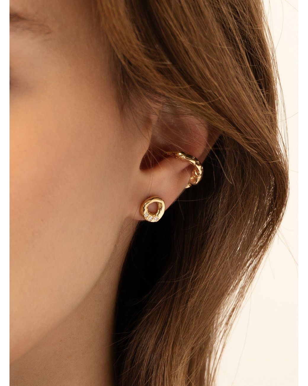 EVA REMENYI Metallic Aura Diamond Earrings 14K