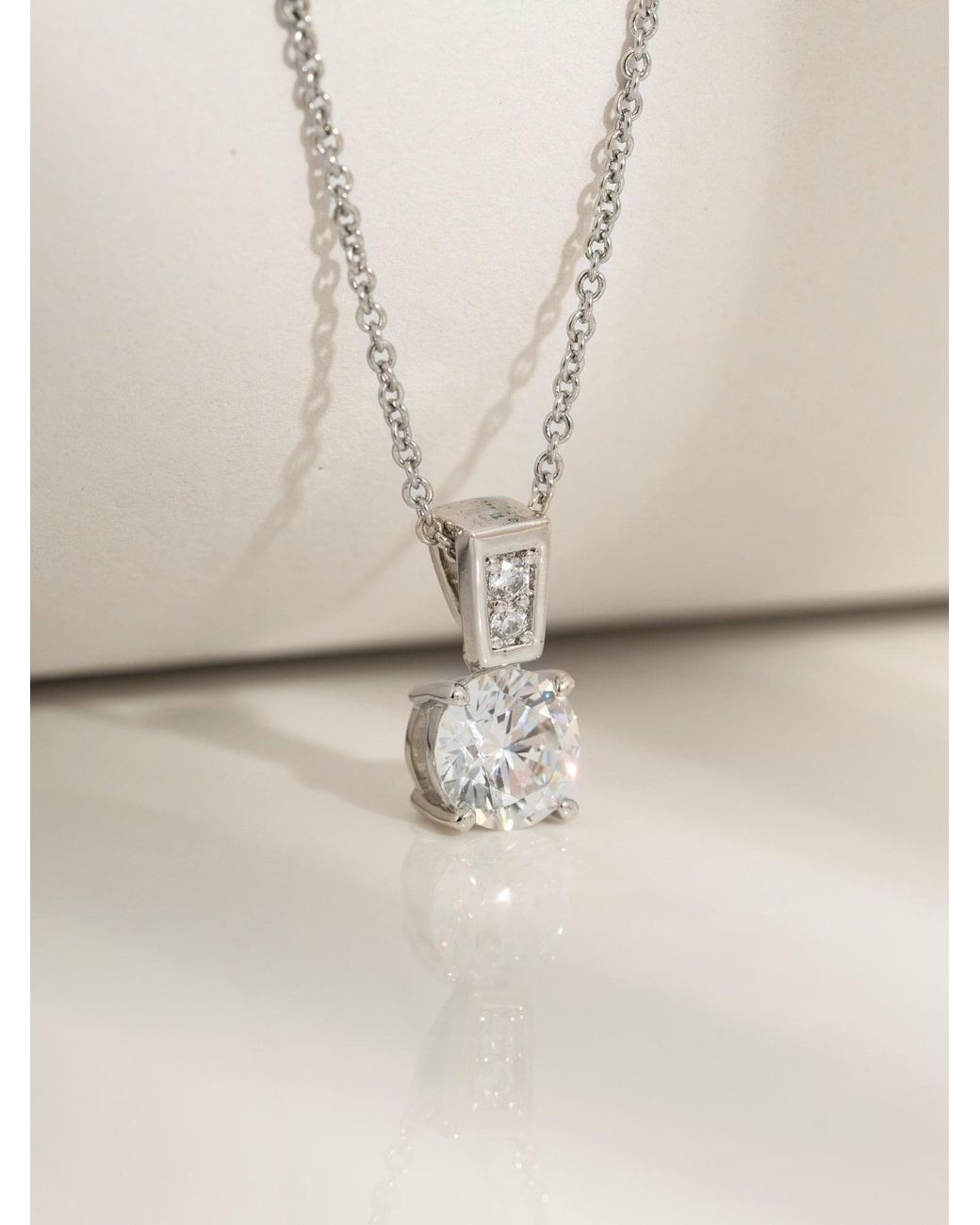 Diamonbliss Metallic Embellished With Swarovski Plated Round Cut Solitaire Drop Pendant Necklace One And Halft Carat