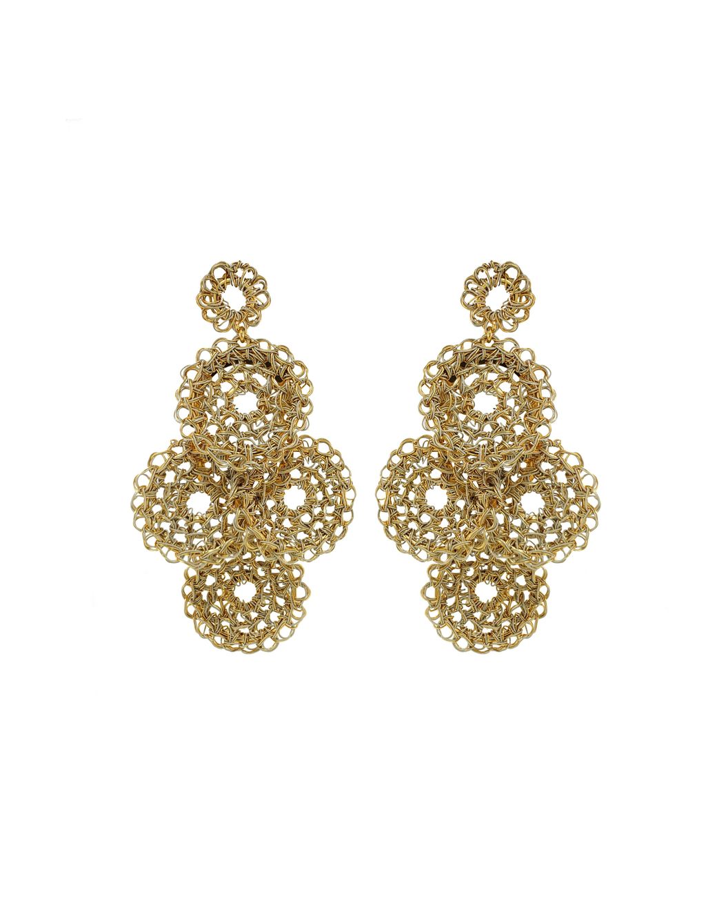 Lavish by Tricia Milaneze Metallic Neutrals Vintage Juliette Handmade Crochet Earrings