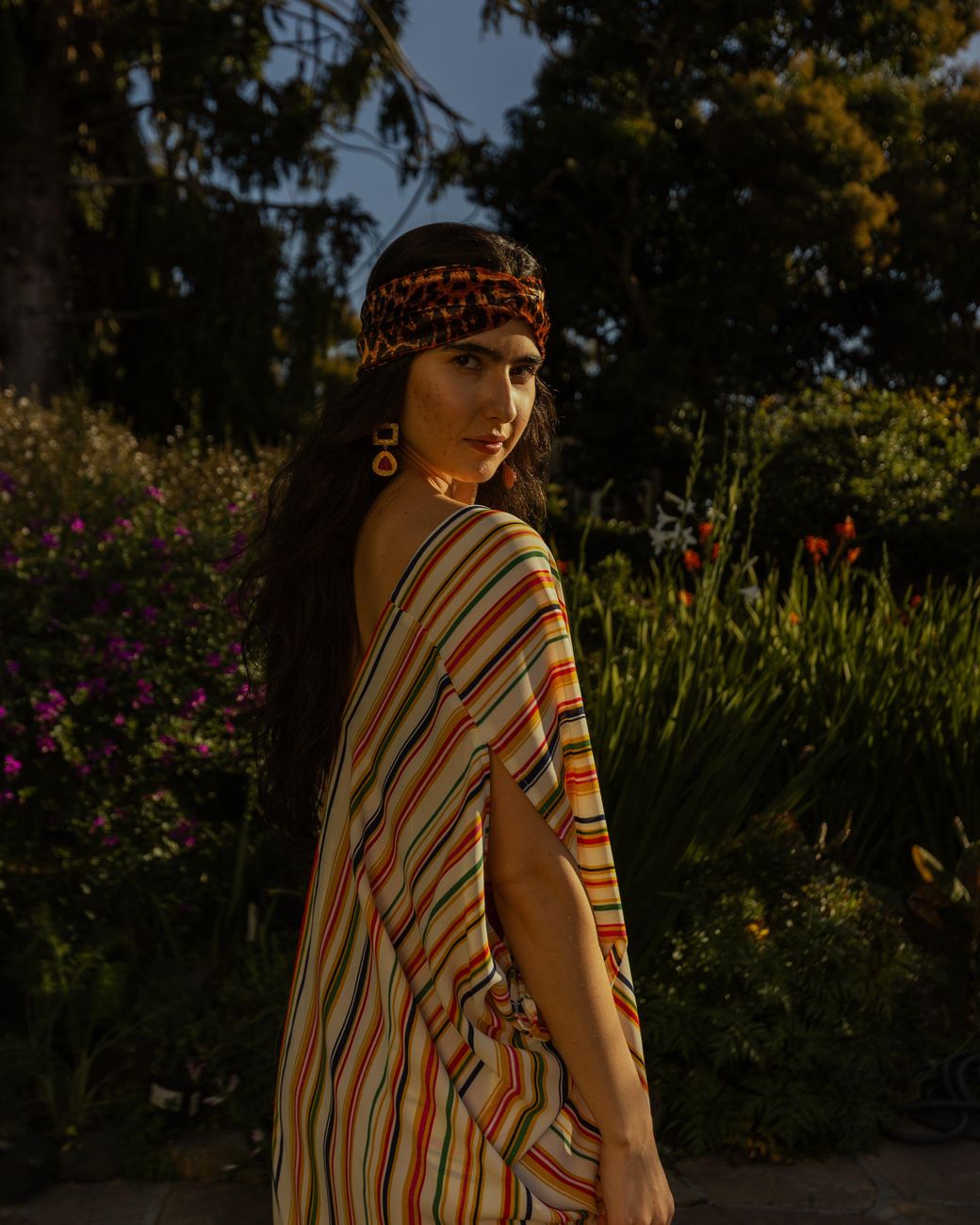 Jennafer Grace Metallic Cabana Stripe Caftan