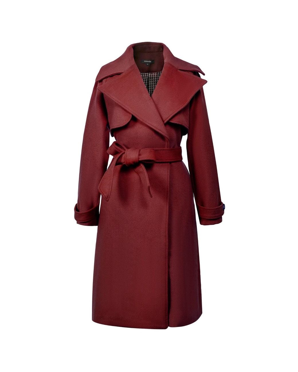 Smart and Joy Red Shoulder Flaps Woolen Coat