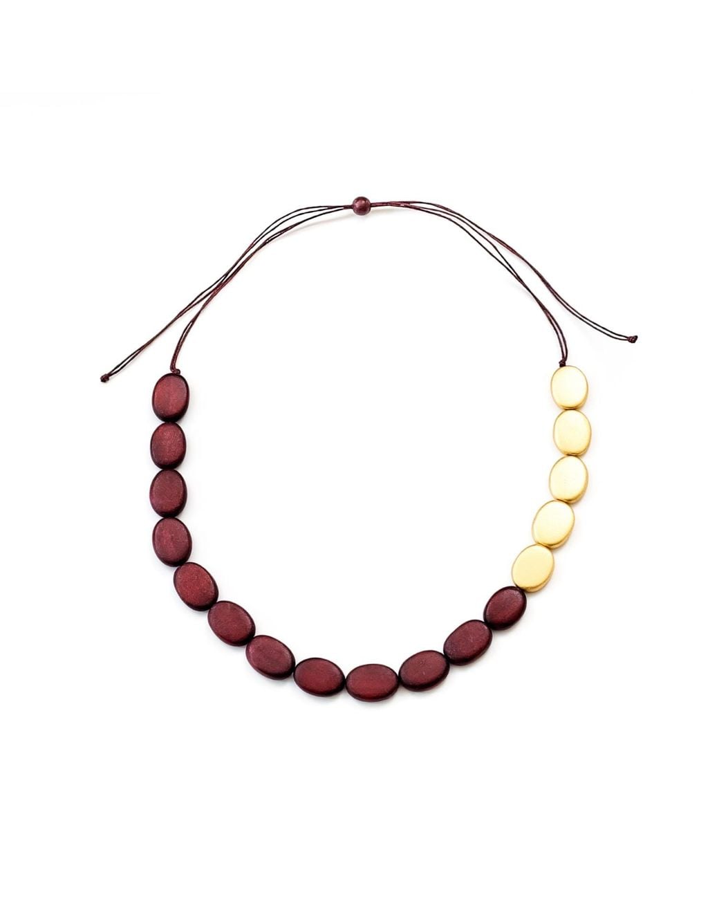LIKHÂ Metallic Guija Statement Necklace, Wine