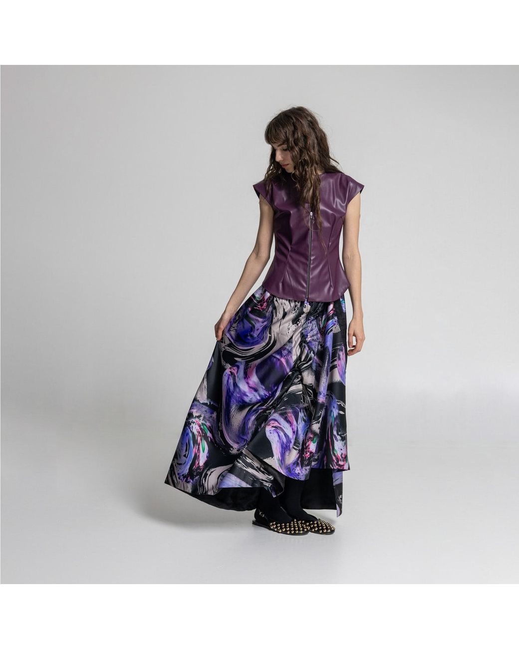 ARTISTA Blue Queeny Draped Asymmetric Maxi Skirt