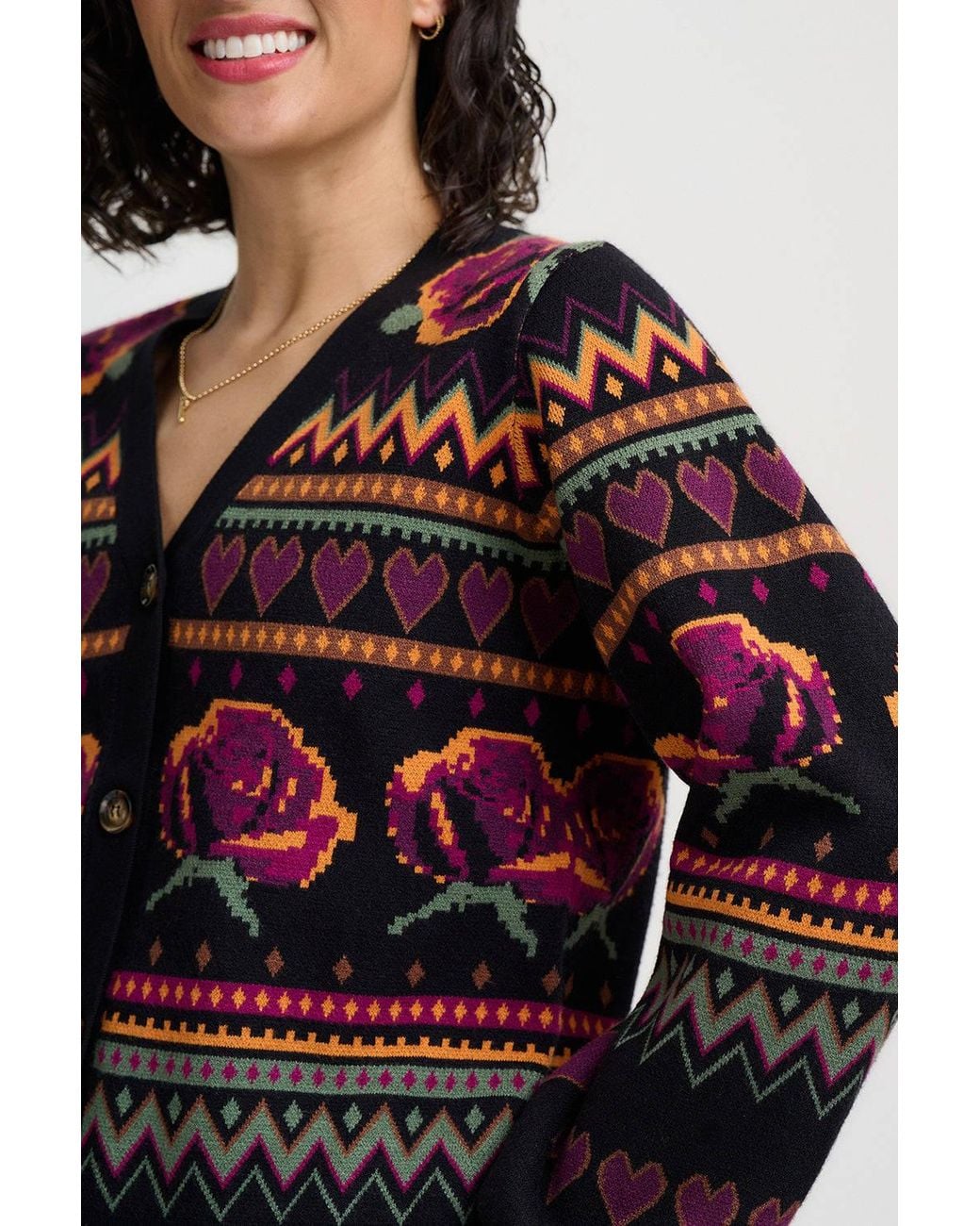 Sugarhill Red Adrian Cardigan Roses