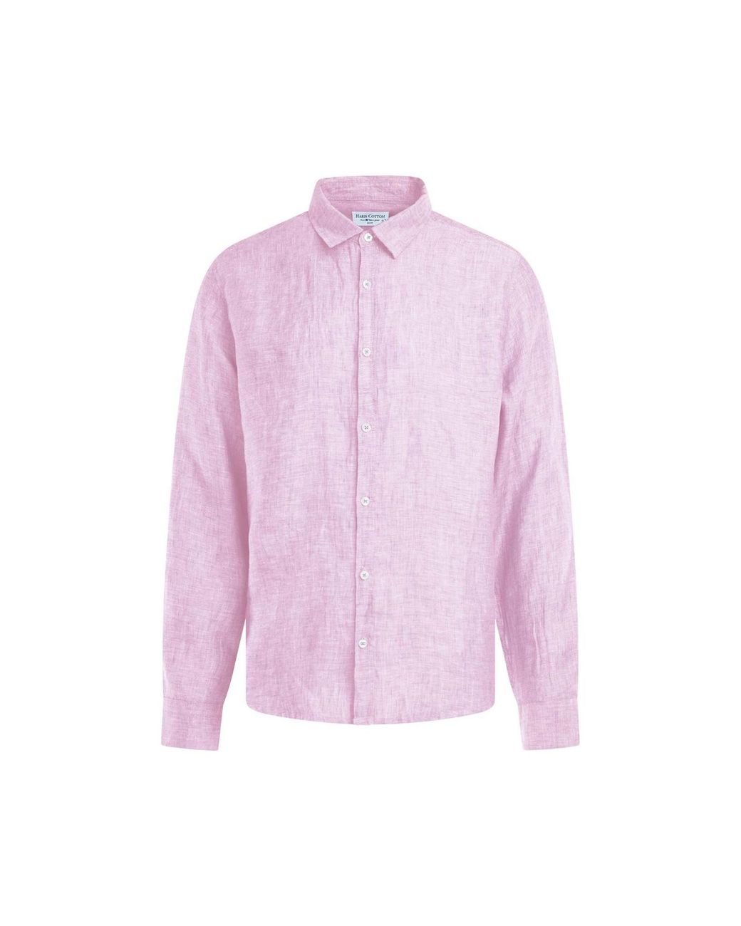 Haris Cotton Purple Linen Melange Basic Long-Sleeved Shirt for men