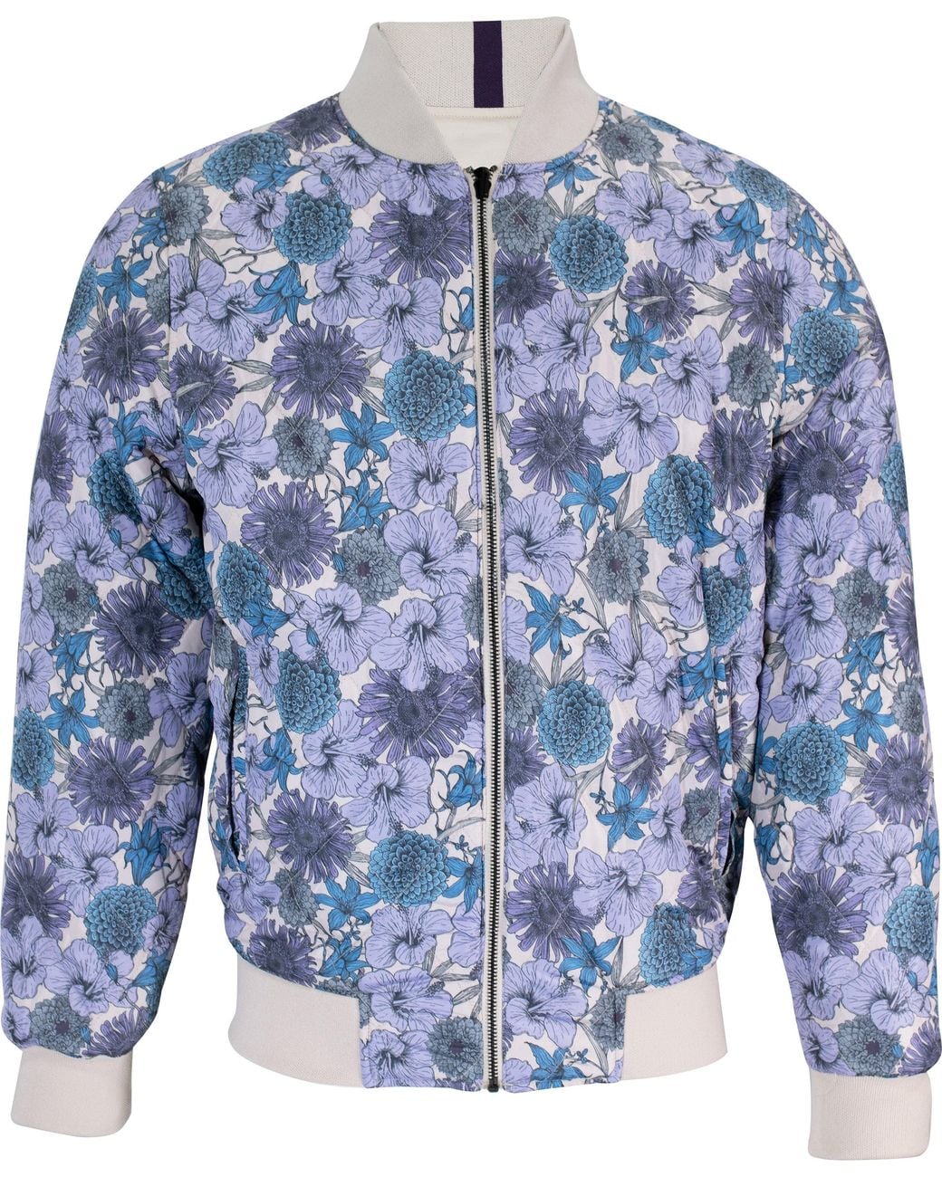 Lords of Harlech Blue Ron Hibiscus Garden Reversible Jacket for men