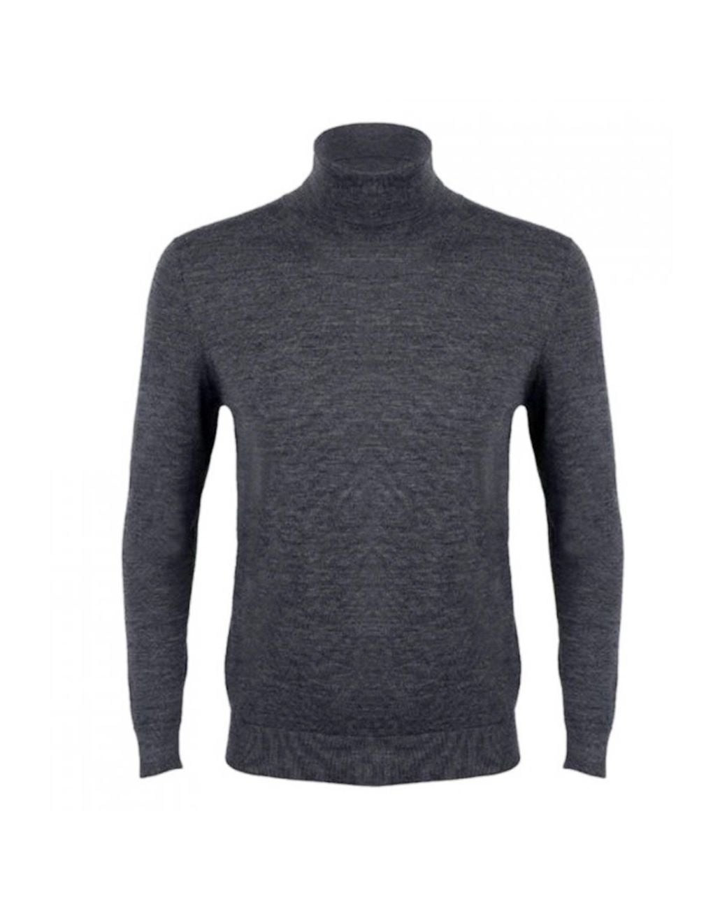 DAVID WEJ Blue Harry Wool Roll Neck Jumper – for men
