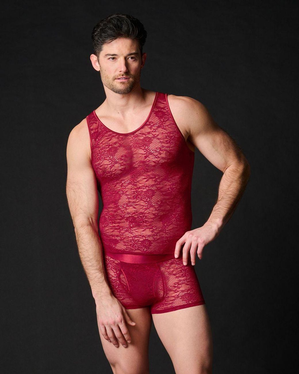 Journelle Red Sapna Tank Claret for men
